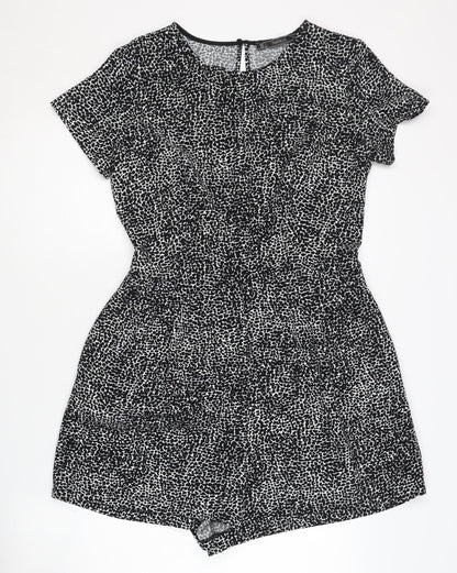 Zara Women's Black Animal Print Playsuit Size L
