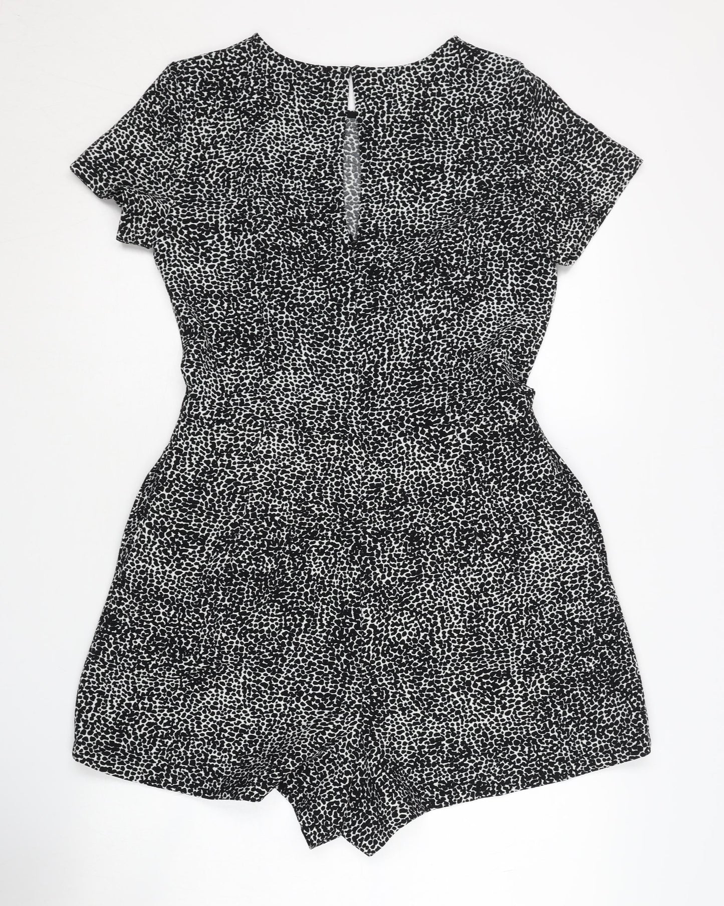 Zara Women's Black Animal Print Playsuit Size L