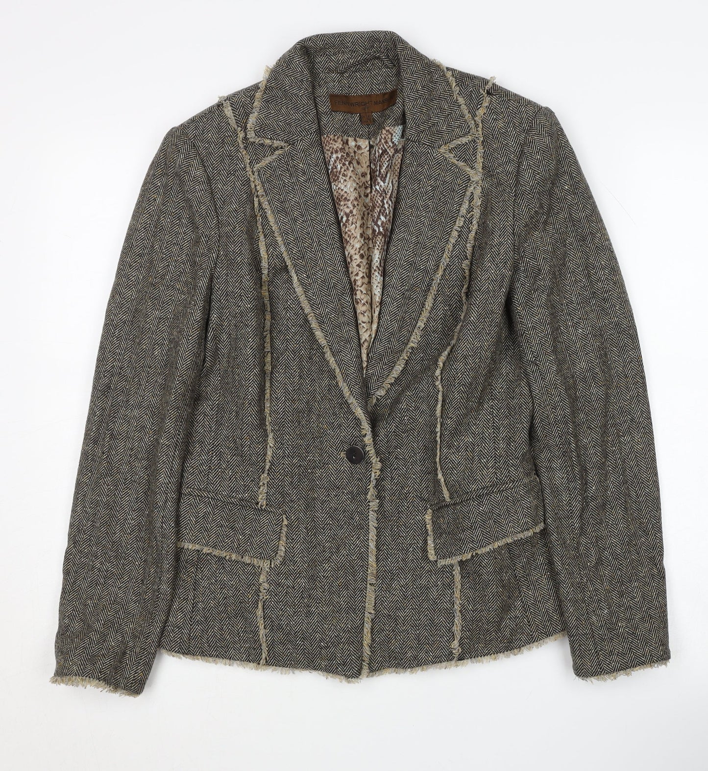 Fenn Wright Manson Women's Brown Herringbone Blazer Size 10