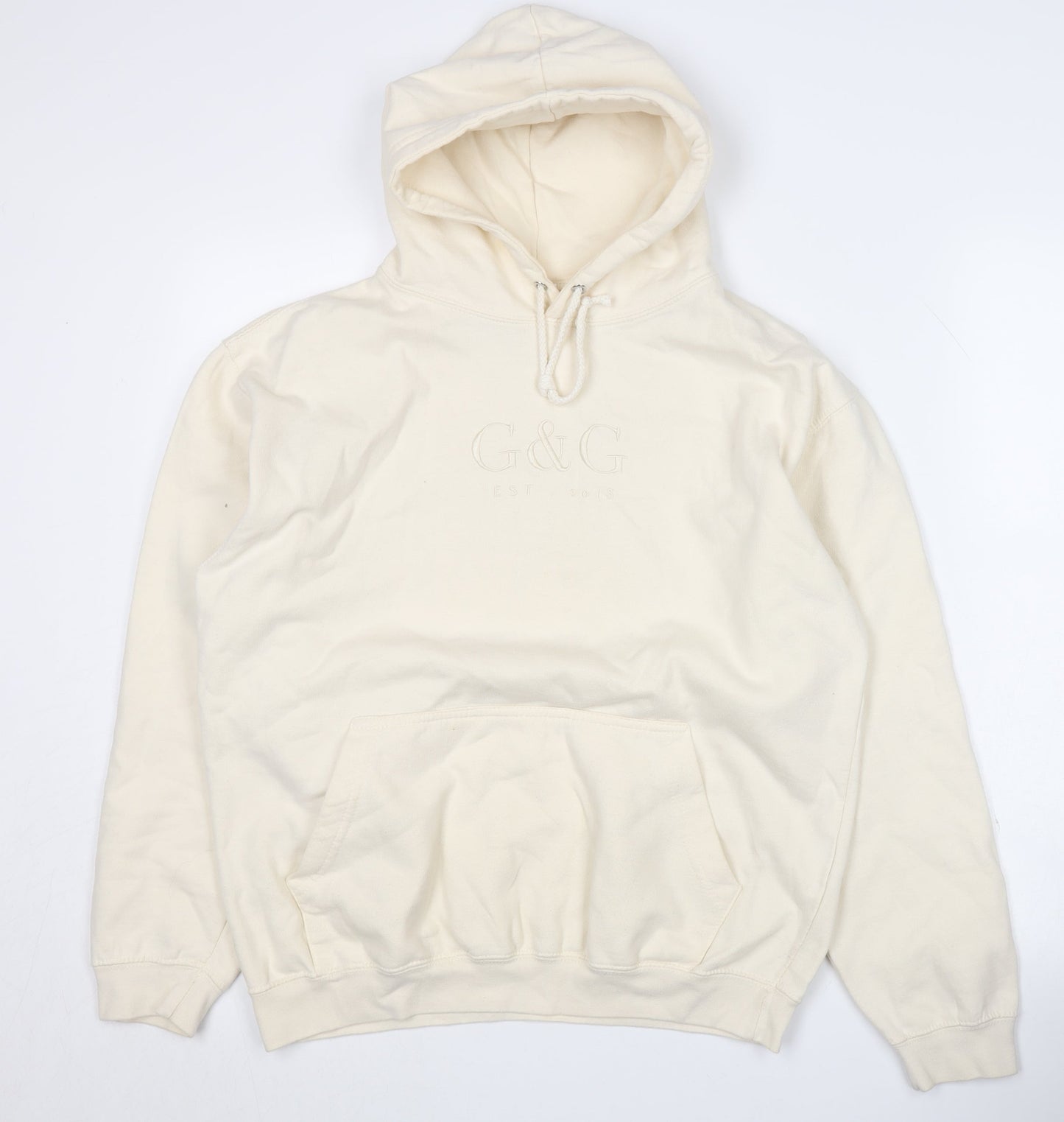 Mens UK Size M G&G Ivory Pullover Hoodie