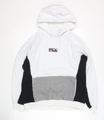 Mens UK Size M FILA White Pullover Hoodie