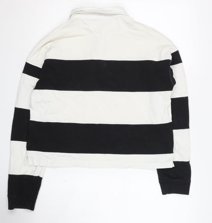 Champion Women's Black & White Striped Henley, Size L