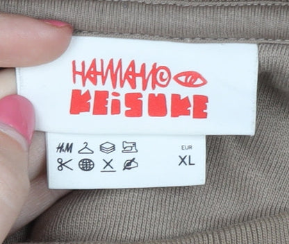 H&M Unisex Brown Pullover Sweatshirt L - Graphic Print Casual