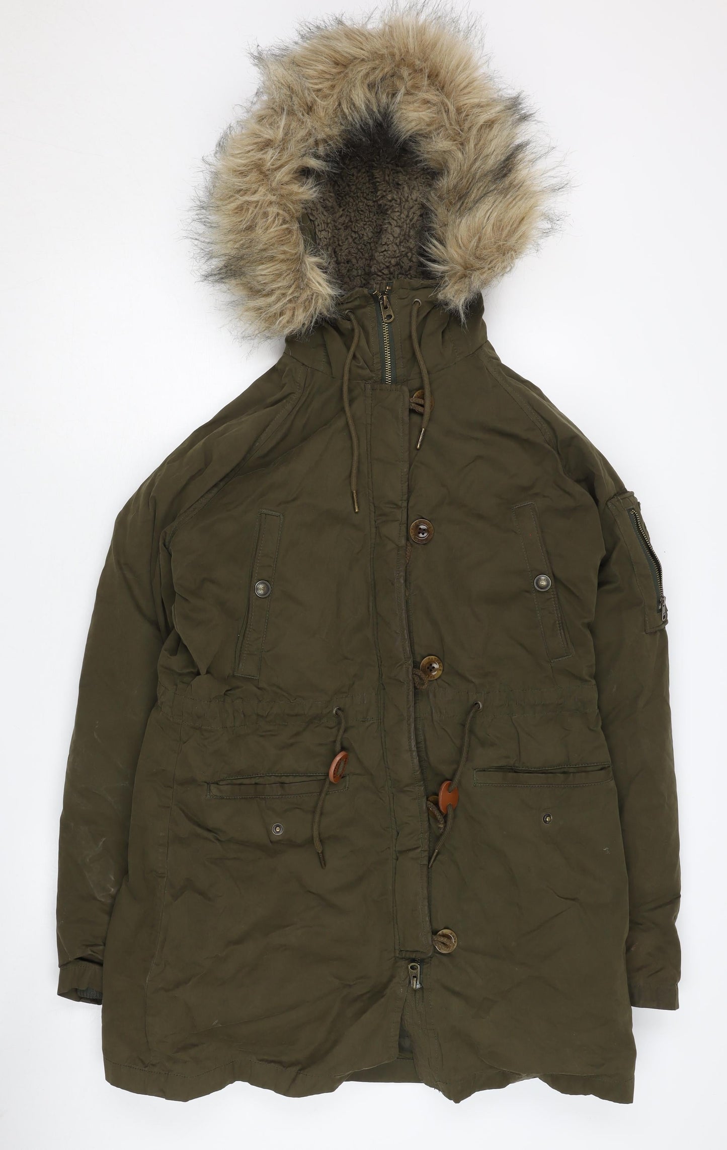 Fat Face Women's Green Hooded Parka Size 10 Regular