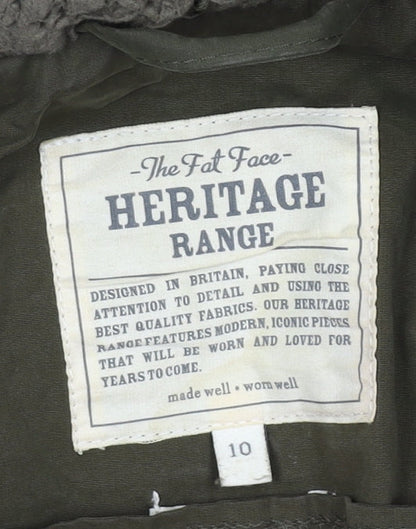 Fat Face Women's Green Hooded Parka Size 10 Regular