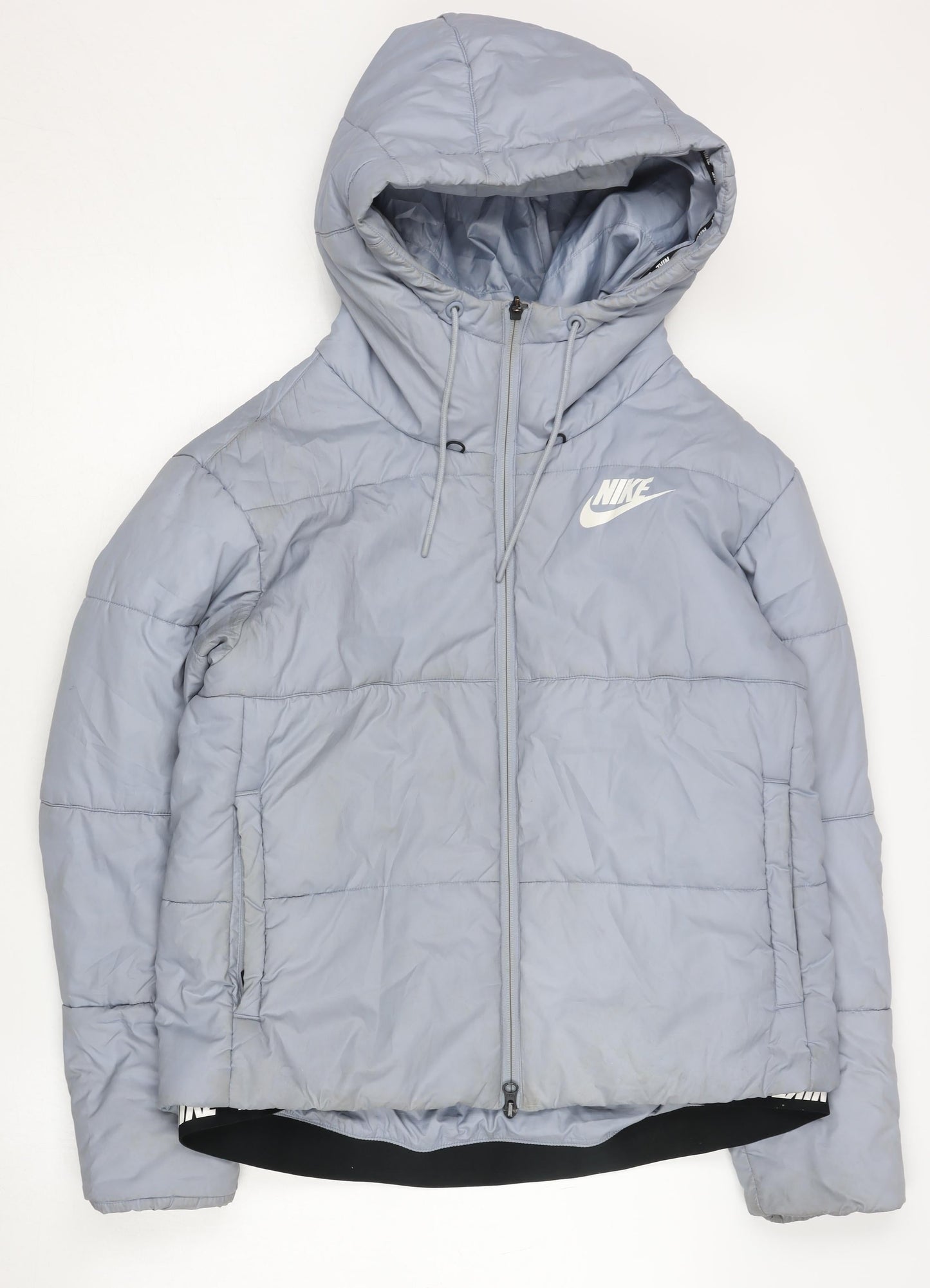 Nike Women's Blue Puffer Jacket M Hooded Winter Sportswear