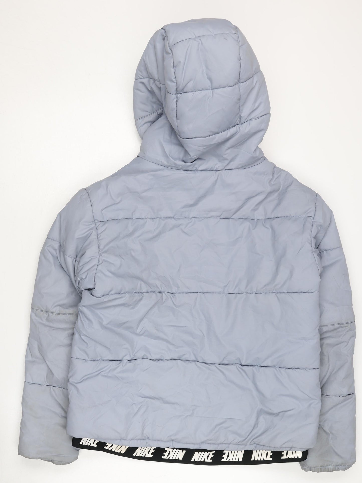 Nike Women's Blue Puffer Jacket M Hooded Winter Sportswear