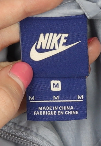 Nike Women's Blue Puffer Jacket M Hooded Winter Sportswear