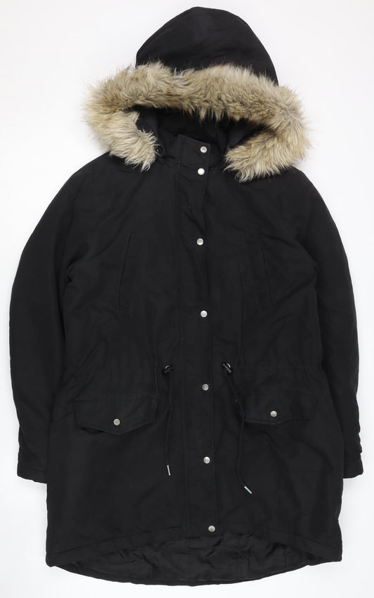 Jacqueline de Yong Women's Black Parka Coat Size 12