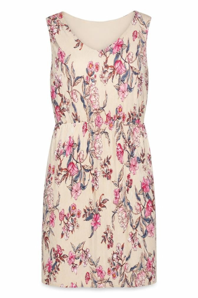 b.young Women's Beige Floral Polyester Dress M