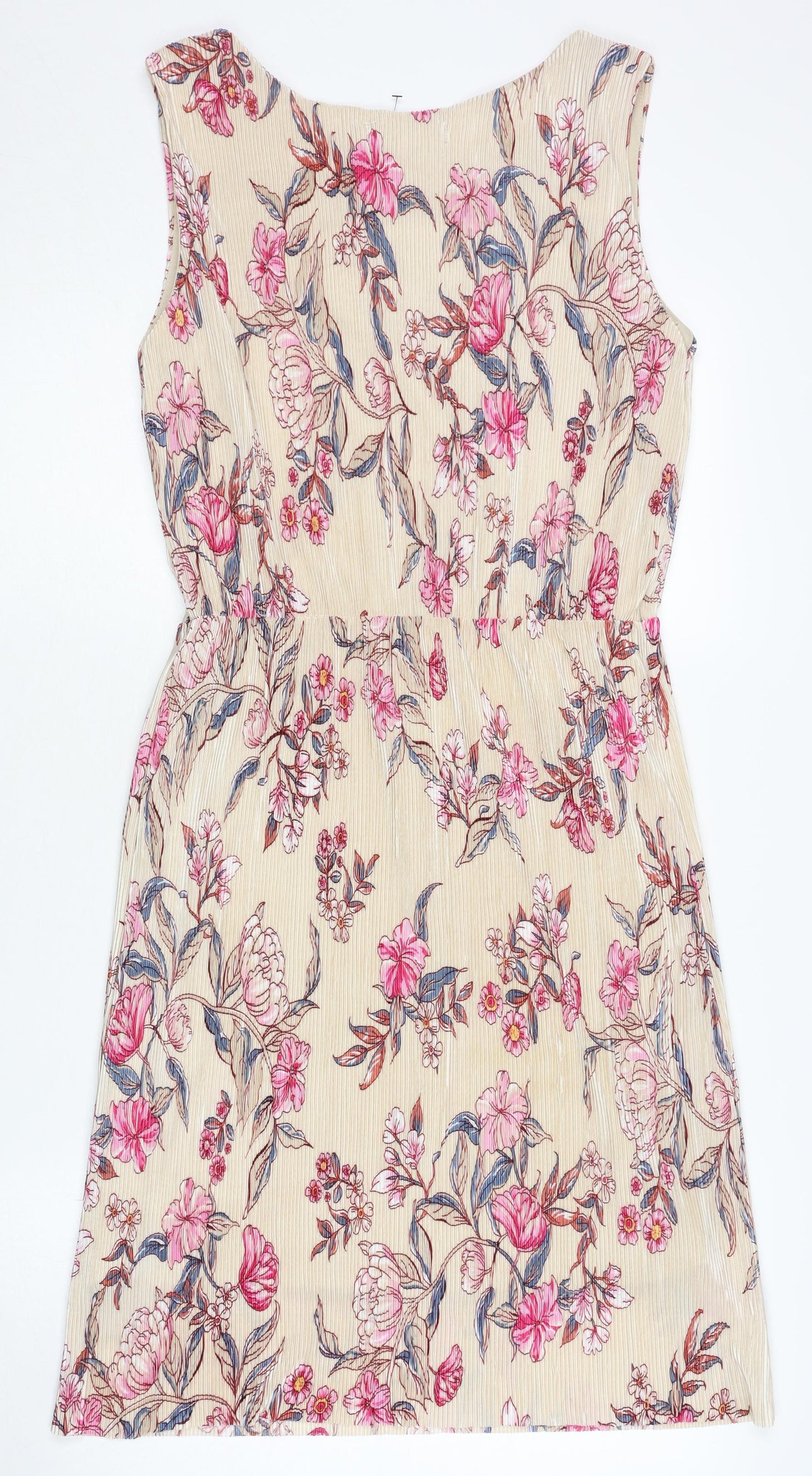 b.young Women's Beige Floral Polyester Dress M