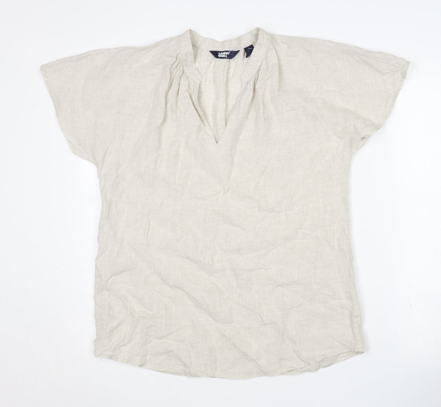 Lands' End Women's Beige Linen Blouse Size S
