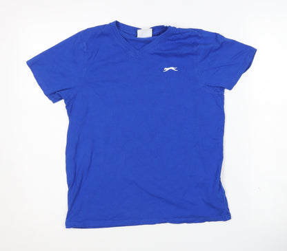 Slazenger Boys Blue T-Shirt, Size 13 Years, V-Neck, Logo Accent