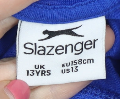 Slazenger Boys Blue T-Shirt, Size 13 Years, V-Neck, Logo Accent