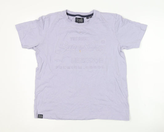 Unisex Adults UK Size 10 Superdry Purple Basic T-Shirt