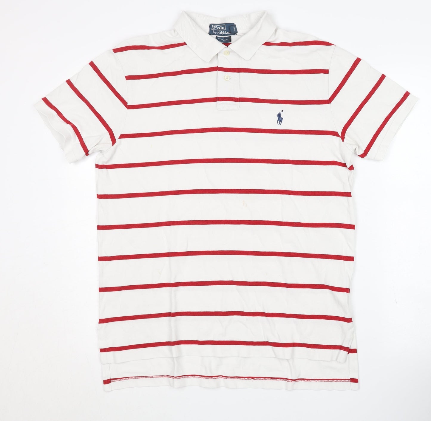 Ralph Lauren Men's White Striped Polo L