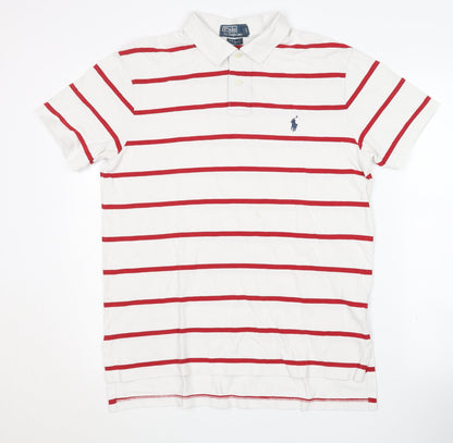Ralph Lauren Men's White Striped Polo L