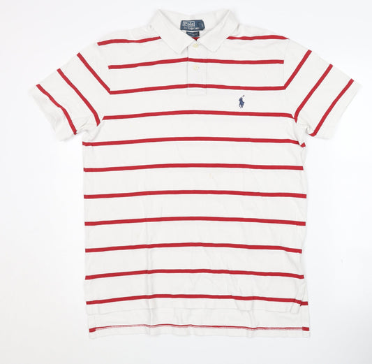 Ralph Lauren Men's White Striped Polo L
