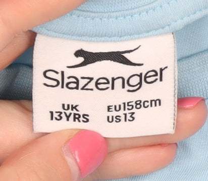 Slazenger Boys Blue T-Shirt, Size 13 Years, 100% Cotton, Logo Accent