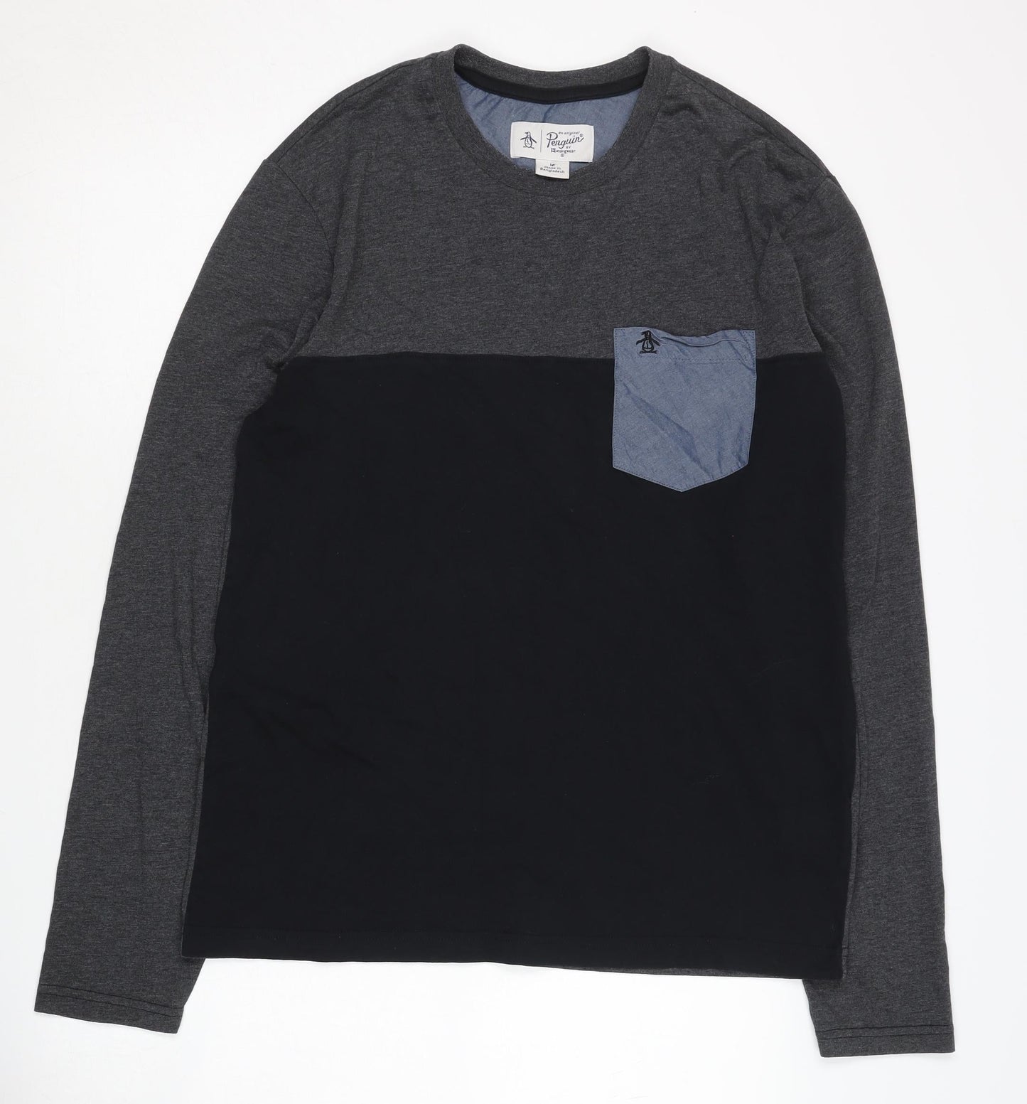 Original Penguin Men's Grey Colourblock Pocket T-Shirt M