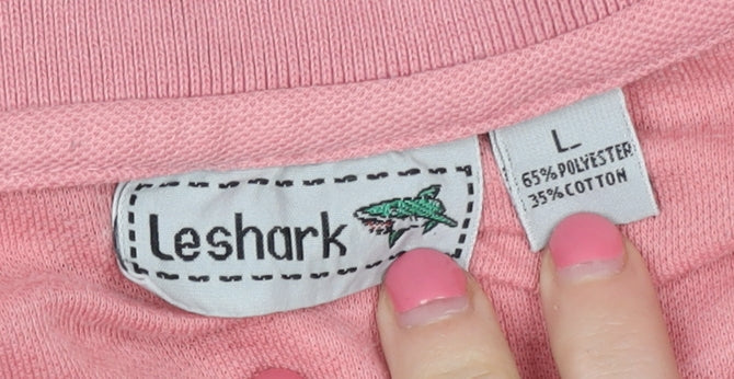 Leshark Men's Pink Polo Shirt L Short Sleeve Casual