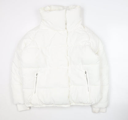 Quiz Women's White Puffer Jacket Size 12