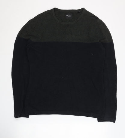 Only & Sons Men's Black Cotton Pullover Jumper Medium