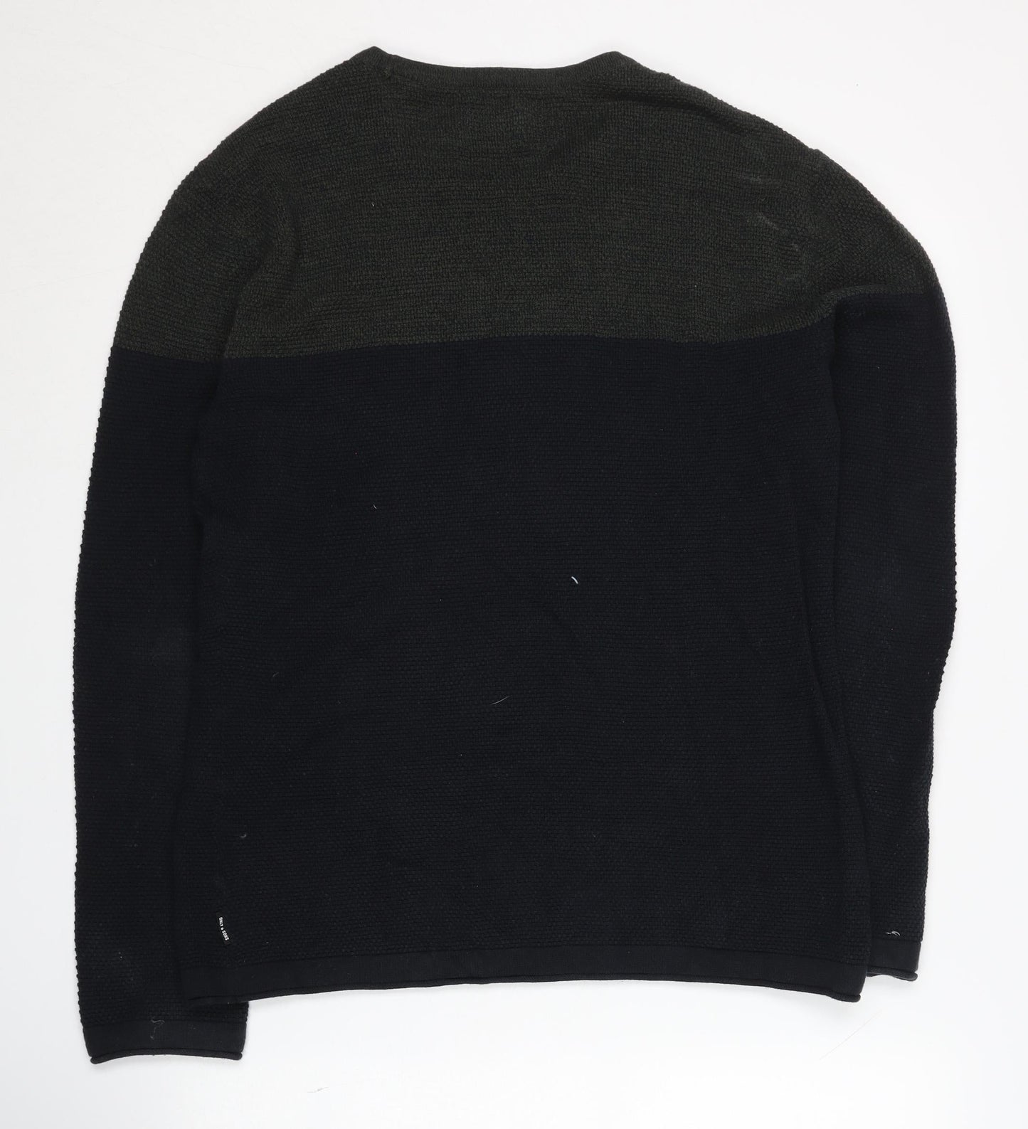 Only & Sons Men's Black Cotton Pullover Jumper Medium