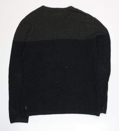 Only & Sons Men's Black Cotton Pullover Jumper Medium