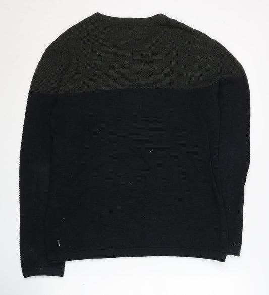 Only & Sons Men's Black Cotton Pullover Jumper Medium