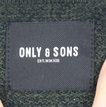 Only & Sons Men's Black Cotton Pullover Jumper Medium