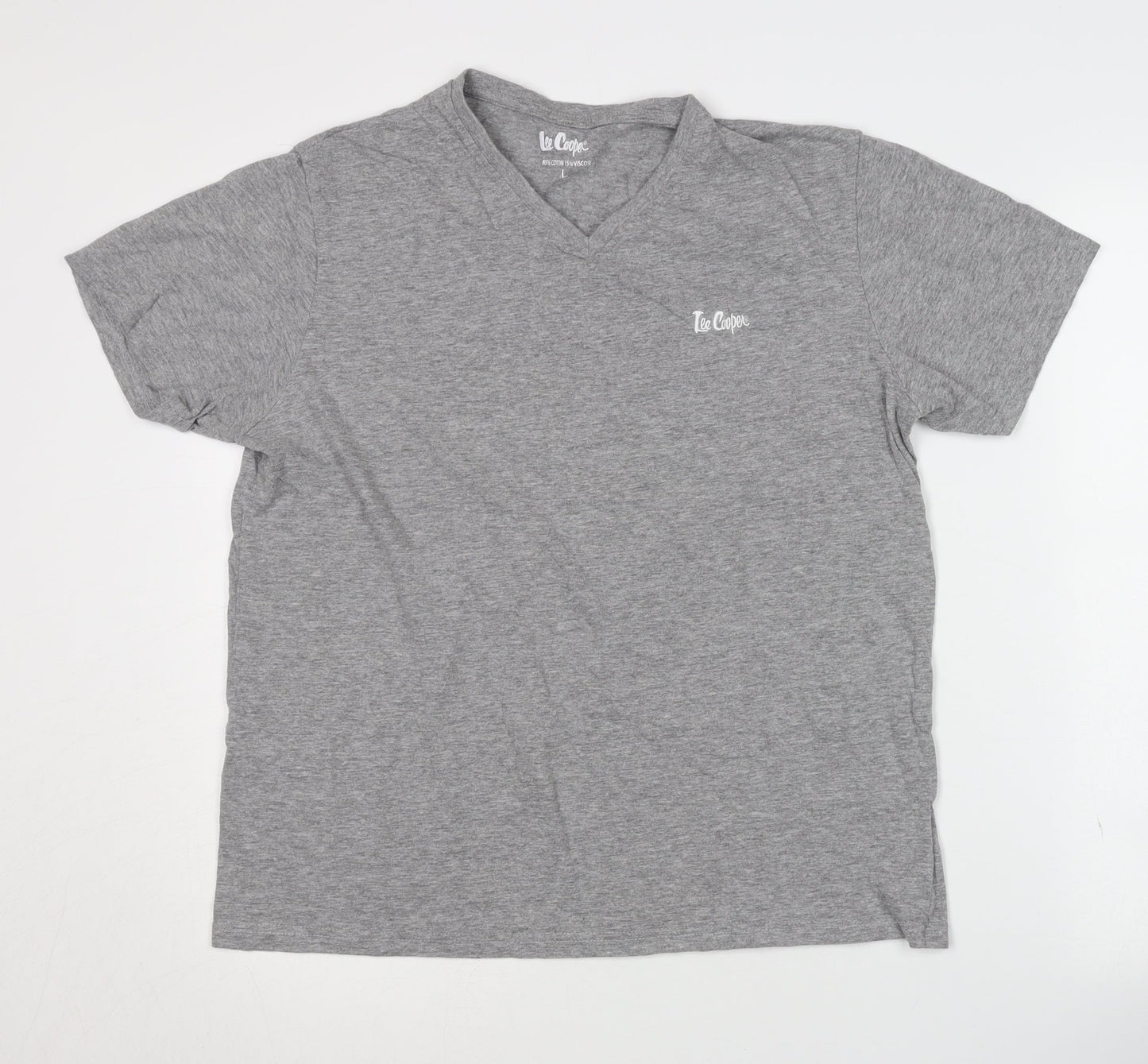 Lee Cooper Men's Grey V-Neck Short Sleeve T-Shirt L