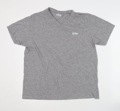 Lee Cooper Men's Grey V-Neck Short Sleeve T-Shirt L
