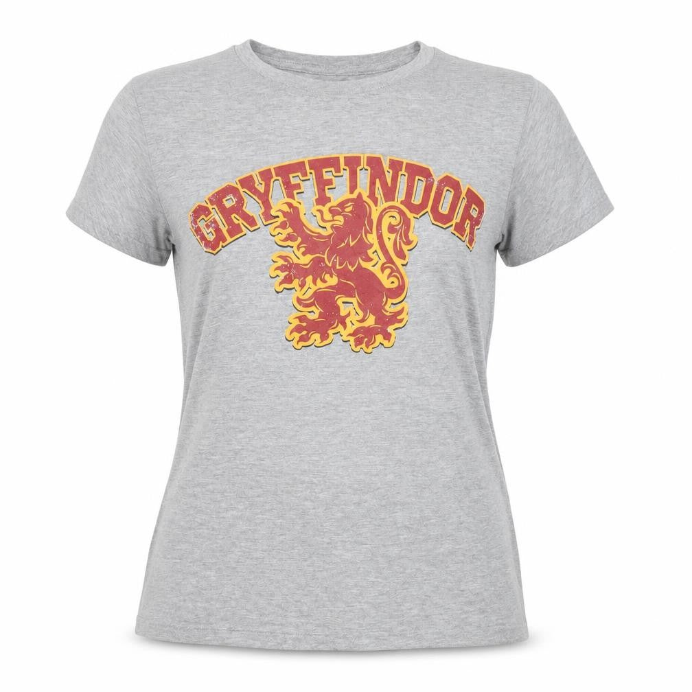 Front view of Harry Potter Gryffindor T-Shirt unisex adults large grey