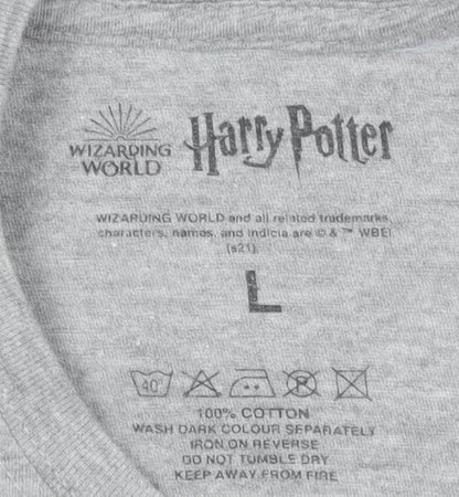 Unisex Adults UK Size L Harry Potter Grey  T-Shirt