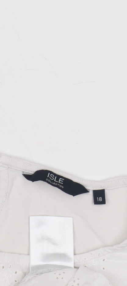 Womens UK Size 18 Isle Collection White Basic Blouse