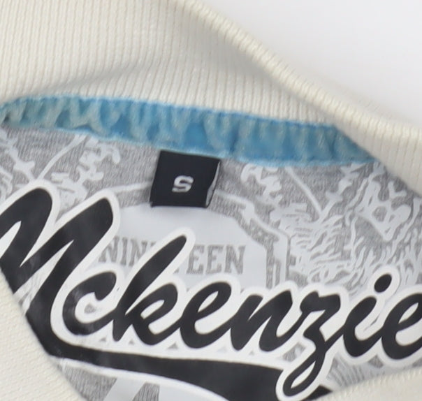 McKenzie Men's White Polo Shirt, S, Graphic Logo, Casual