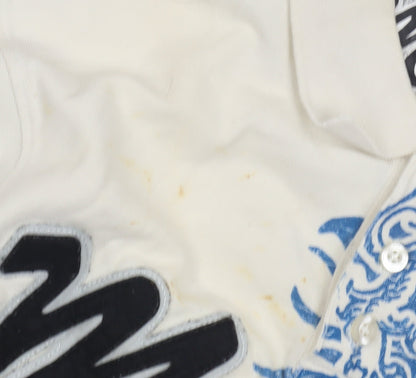 McKenzie Men's White Polo Shirt, S, Graphic Logo, Casual