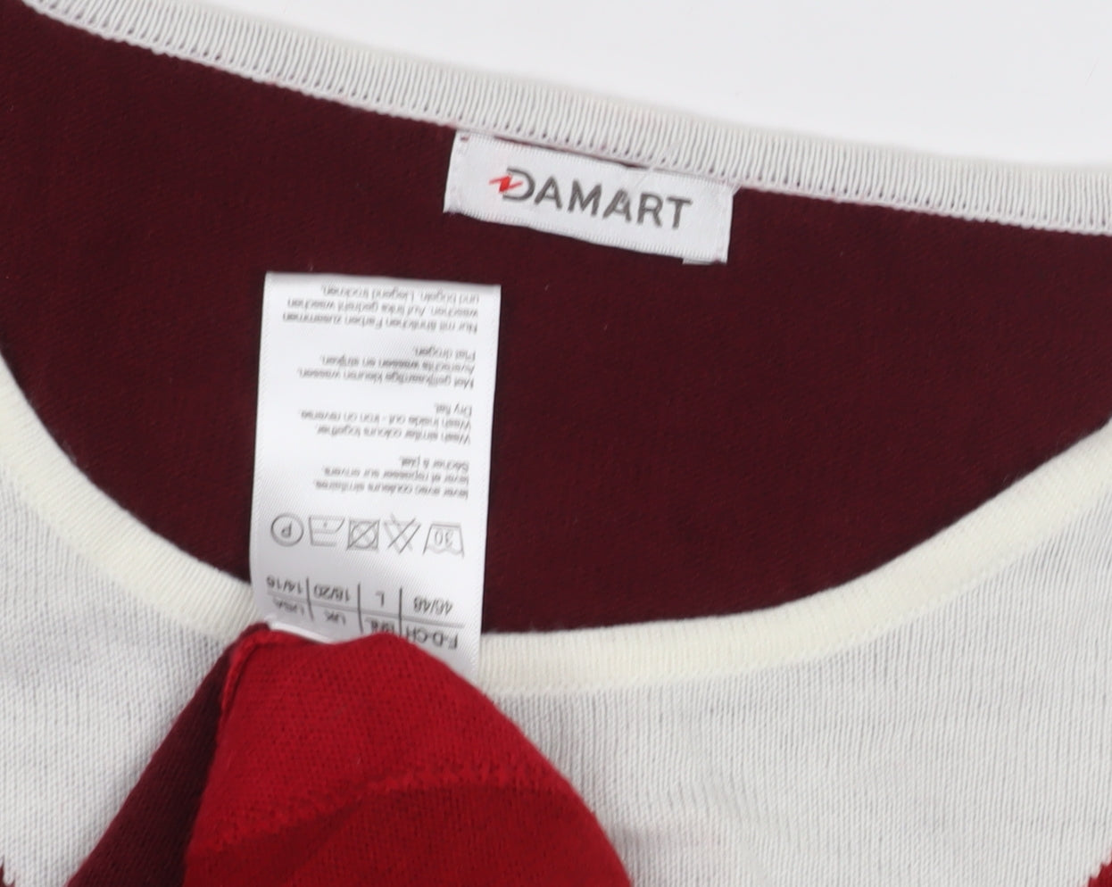 Damart Women's Red Argyle Pullover Jumper, L