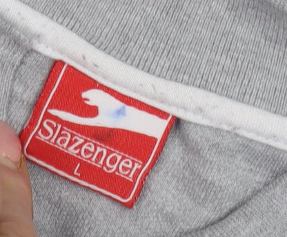 Slazenger Men's Grey Polo Shirt L Short Sleeve