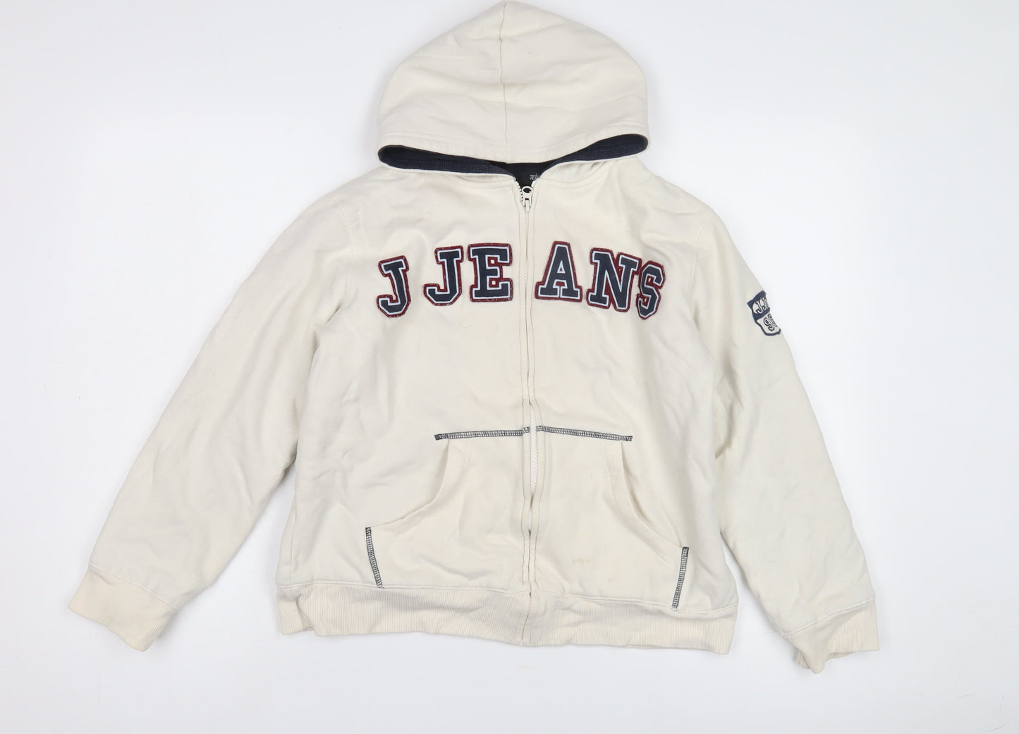 Jasper Conran Boys White Hoodie 13-14 Yrs Logo Full Zip Hooded