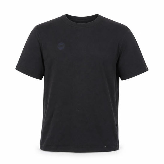 Front view of Moon Men's Black Crew Neck Short Sleeve T-Shirt M