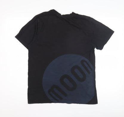 Moon Men's Black Crew Neck Short Sleeve T-Shirt M
