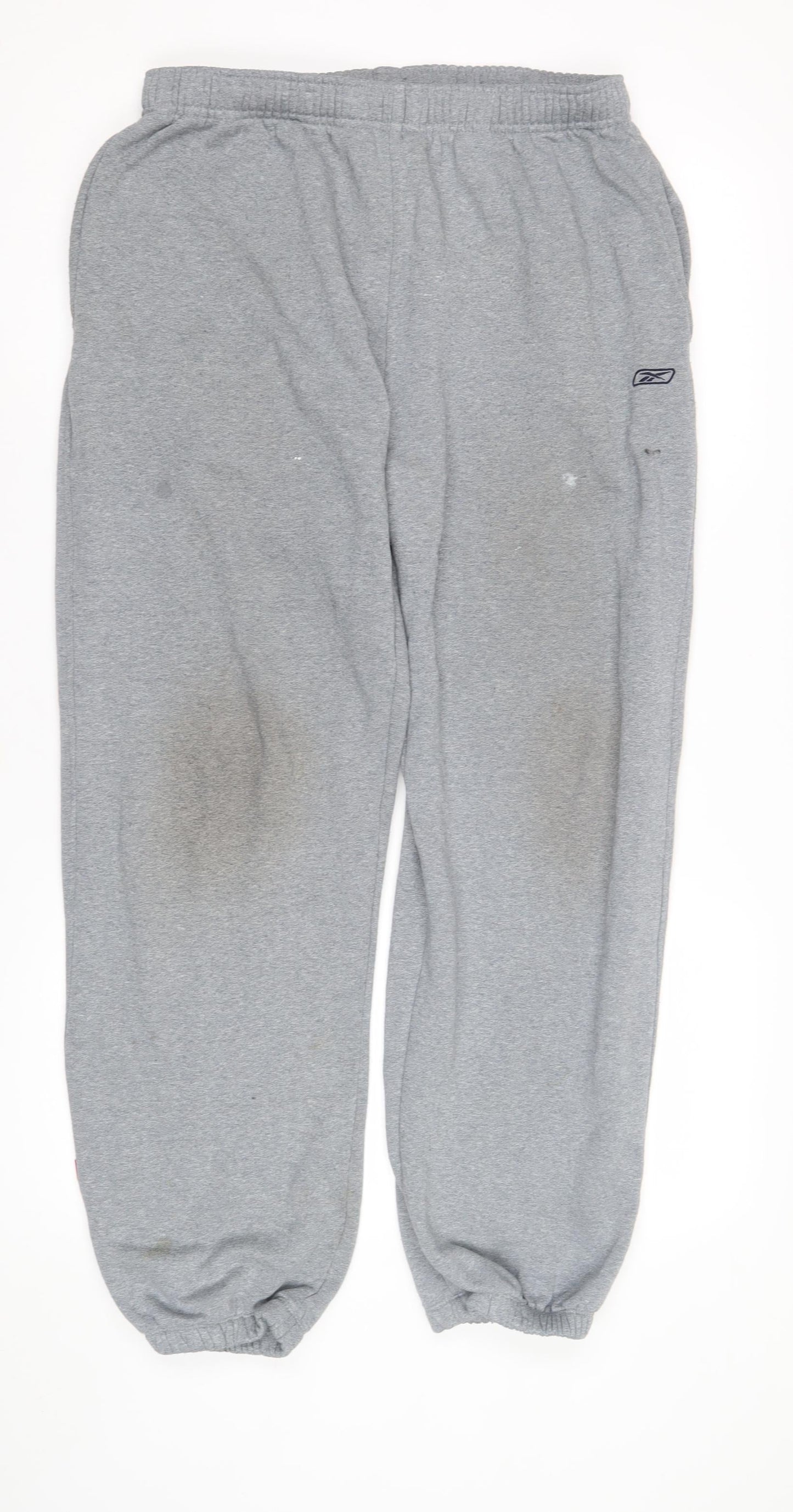 Reebok Men's Grey Sweatpants - Size L, Fleece, Relaxed Fit