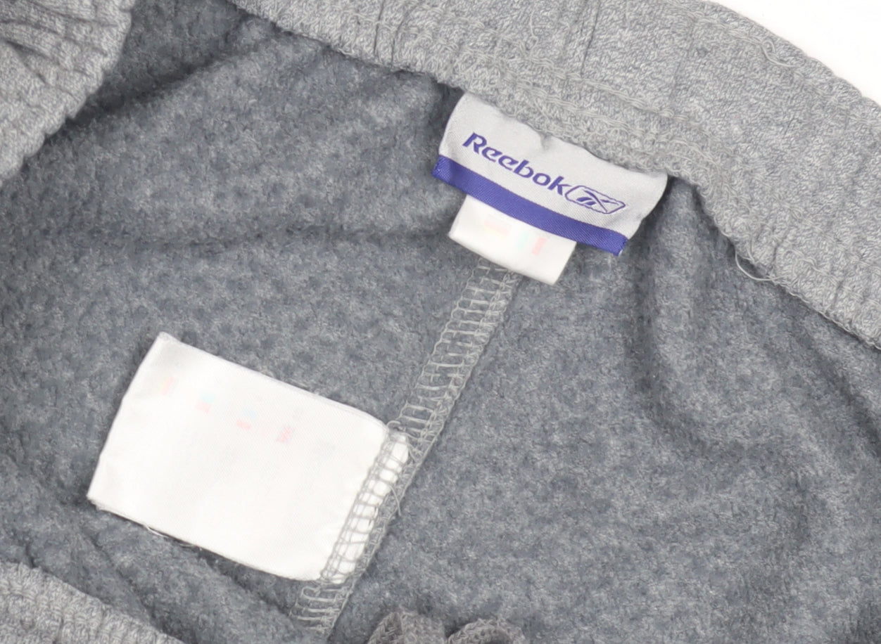 Reebok Men's Grey Sweatpants - Size L, Fleece, Relaxed Fit