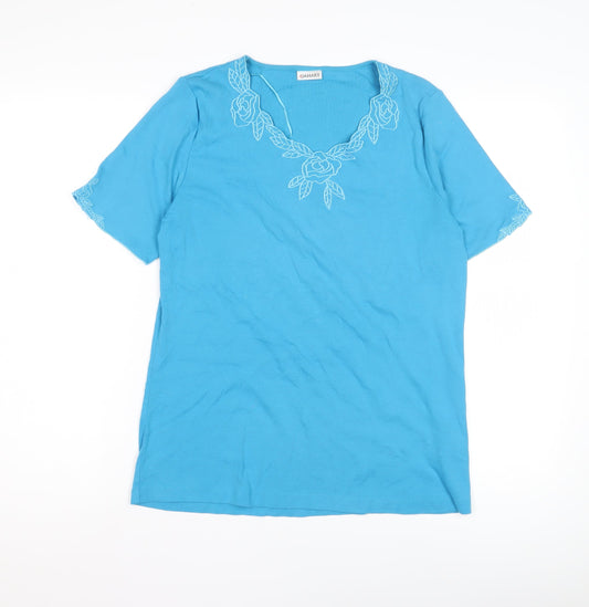 Damart Women's Blue Embroidered T-Shirt M