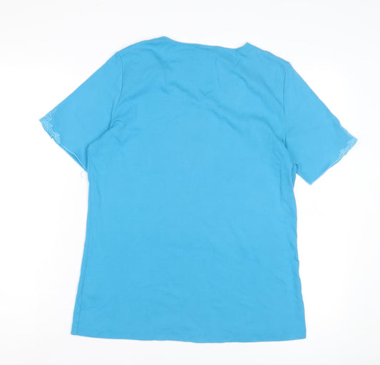 Damart Women's Blue Embroidered T-Shirt M