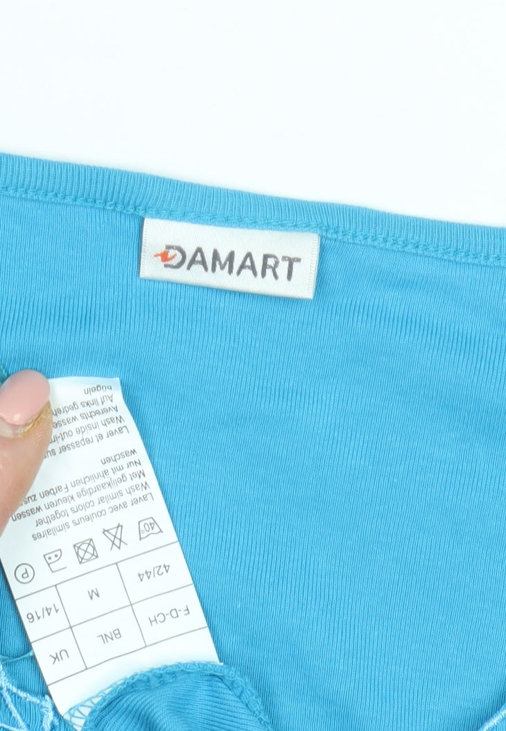 Damart Women's Blue Embroidered T-Shirt M