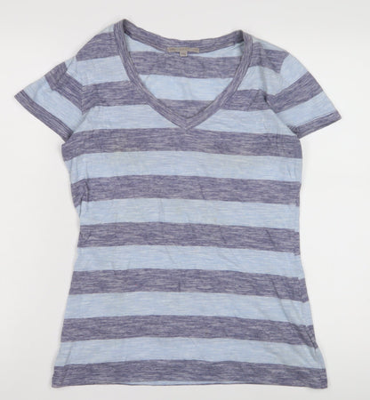 Gap Women’s Blue Striped V-Neck T-Shirt, Size S