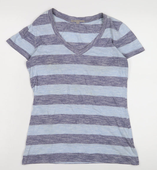 Gap Women’s Blue Striped V-Neck T-Shirt, Size S